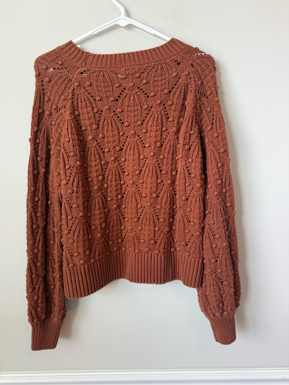 Harper Textured Knit Crewneck Sweater in Rust size small - Picture 4 of 8